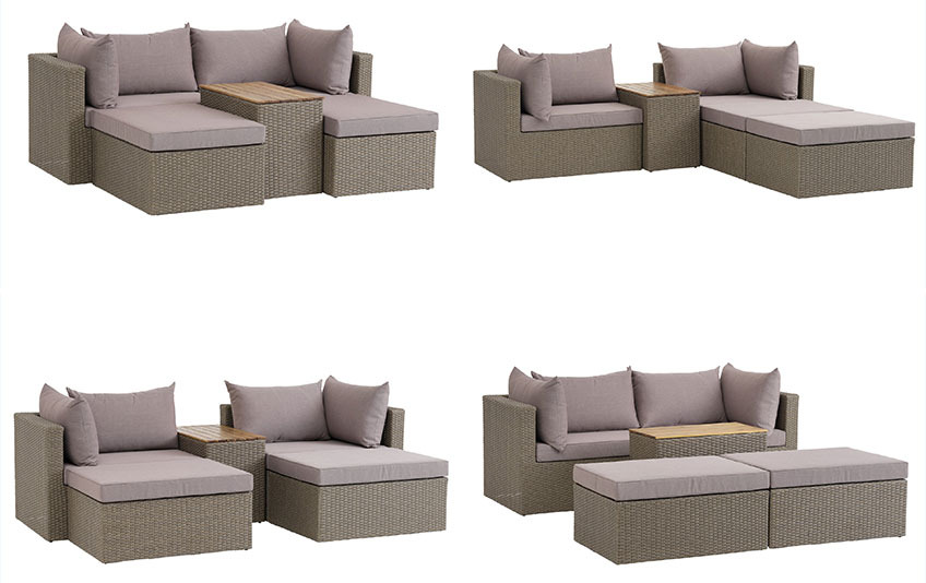 Combinazioni possibili con il divano modulare su una piccola terrazza