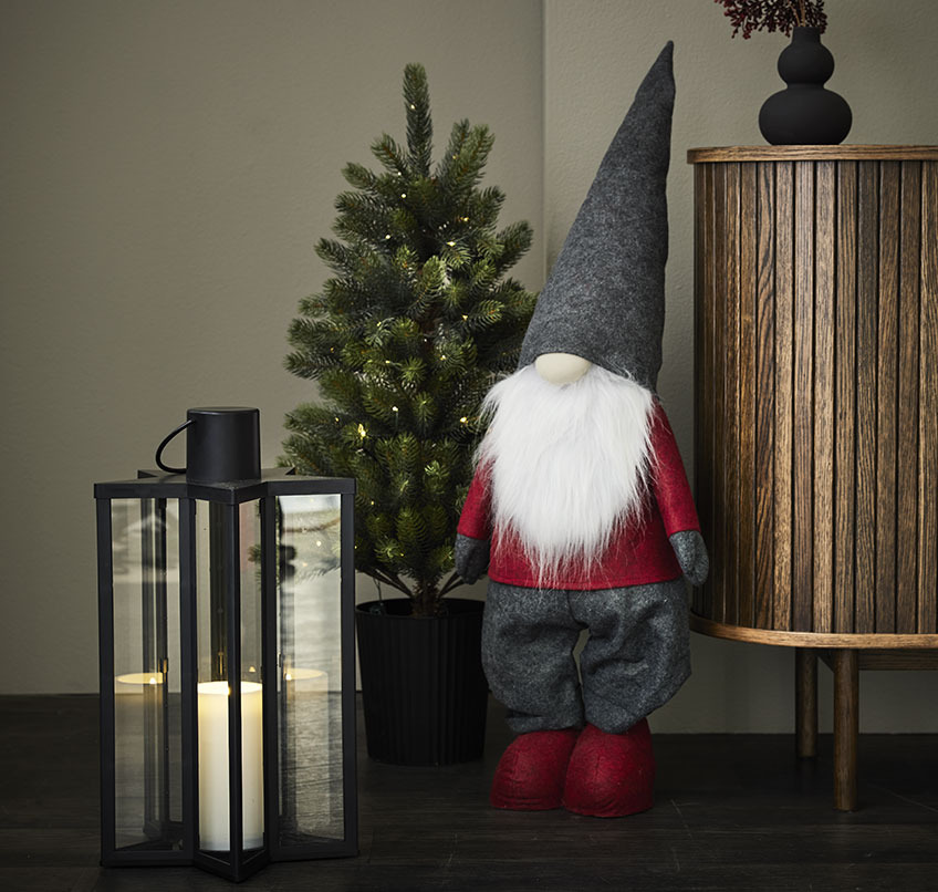 Lanterna nera, albero di Natale artificiale a LED ed elfo natalizio